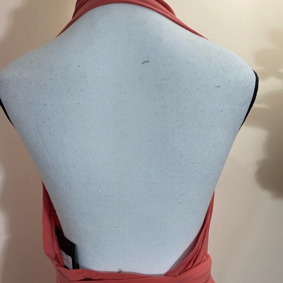 Norma Kamali Boho Halter Coral Pink Jumpsuit Playsuit Romper size Large NWT - Picture 7 of 12